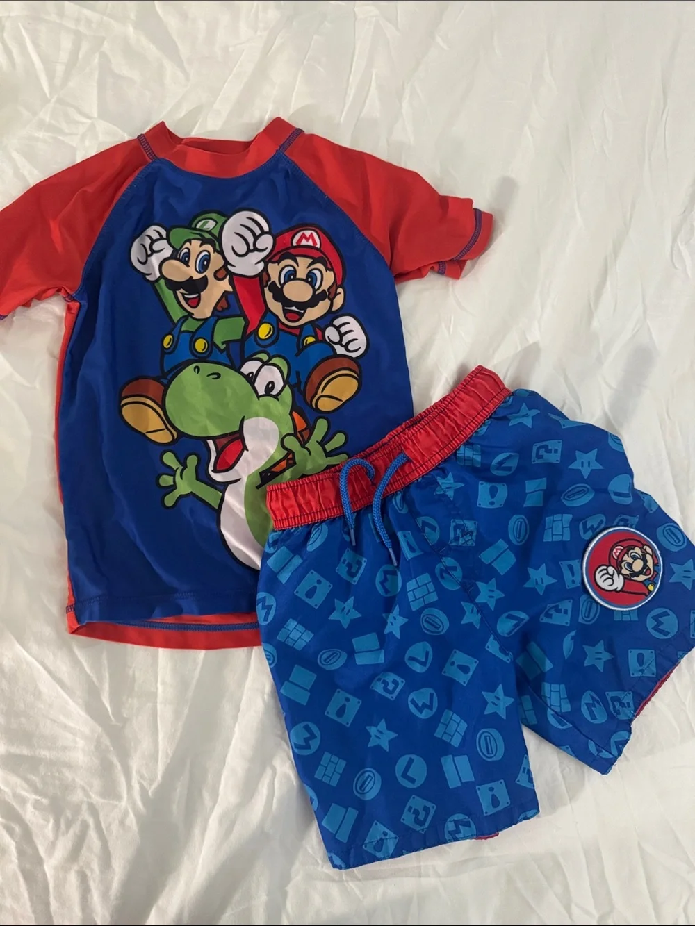 Nintendo Super Mario Blue Kids Swim set age 5T